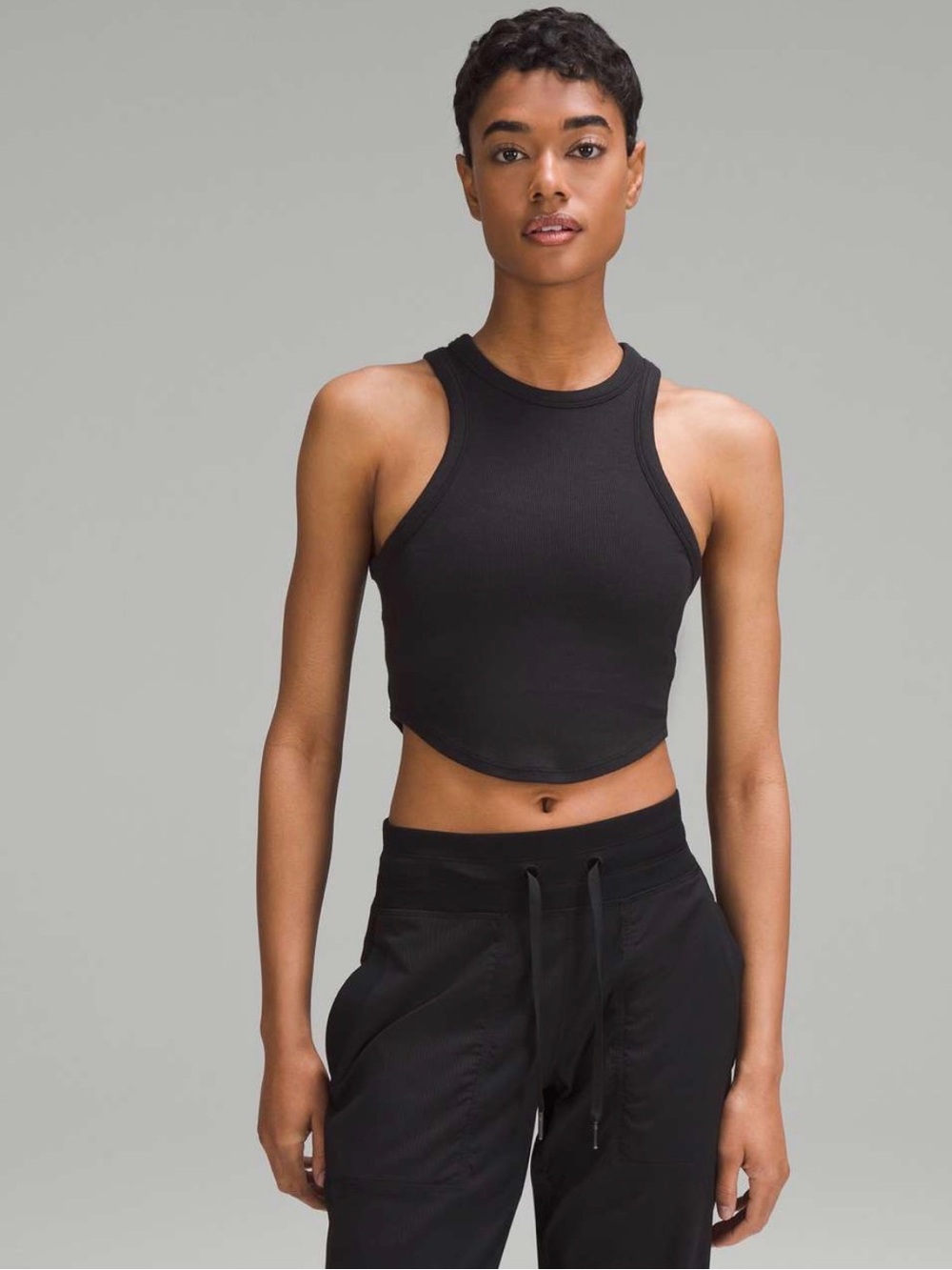 Lululemon Black Hold Tight Ribbed Cropped Tank Top size 6